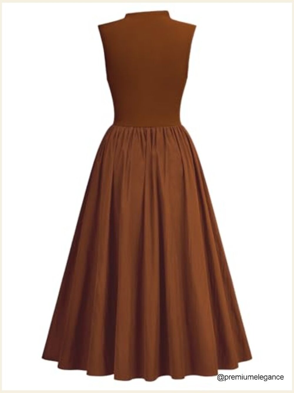 Women's Retro Half Collar Sleeveless Swing Dress with Pockets - Picture 5 of 7